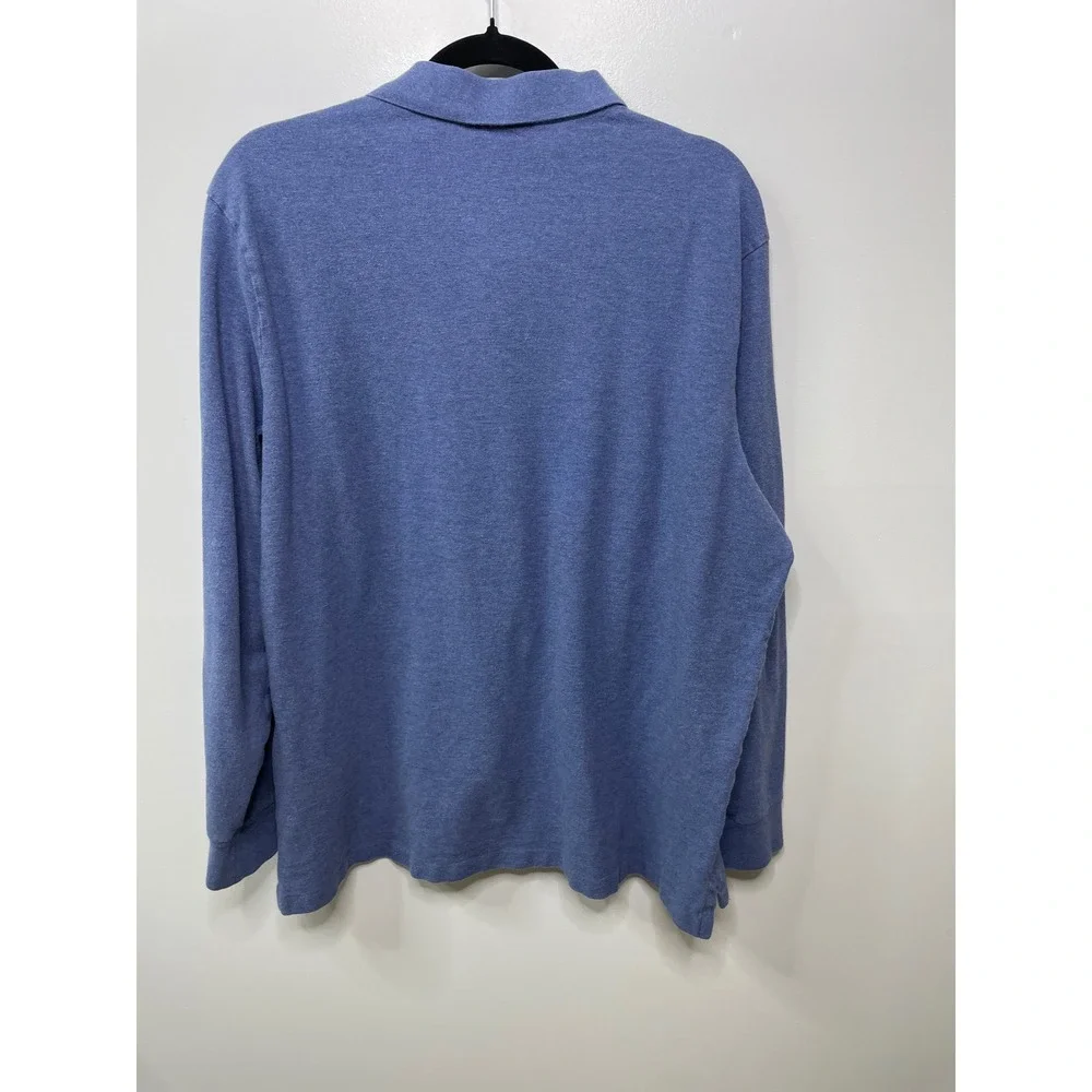 Polo Ralph Lauren Mens XL Classic Fit Long Sleeve Polo Shirt Heather Blue Cotton